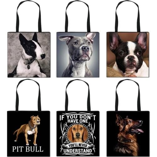 Bull Terrier Boston /German Shepherd/ Husky Dog fashion Totes Bag Women Ladies Shoulder Bags Canvas Organizer For Shopping