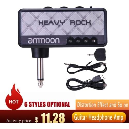 Ammoon Electric Guitar Amplifier Amp Mini Headphone Amp Built-in Distortion Effect Mini Electric Guitar Plug Headphone Amplifier