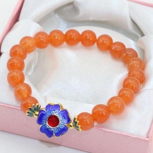 High grade 7 style bracelets women 8mm multicolor jades beads chalcedony semi-precious stone round beads jewelry 7.5inch B2686-1