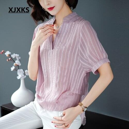 Блузки в полоску XJXKS China At AliExpress