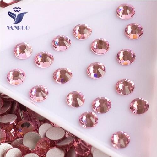 YANRUO 2028NoHF All Sizes Lt.Rose Super Glitter Non Hotfix Rhinestones Crystals Strass Stones Flatback For Nail Art