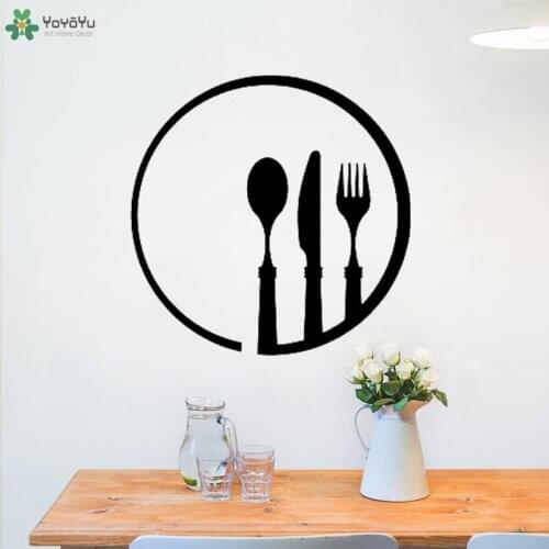 YOYOYU Wall Decal Knife Fork Spoon Pattern Wall Stickers Cafe Restaurant Logo Kitchen Vinyl Art Decor Modern Creative MuralCT650