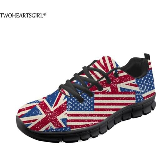 Twoheartsgirl British Style UK USA Flats Lace-up Womens Casual Shoes Classic Women Breathable Mesh Shoes Personalized Sneakers