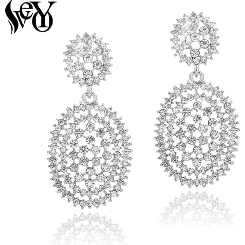 VEYO Classic Full Rhinestone Drop Earrings for Women Hollow Out Earrings Fashion Jewelry New Gift