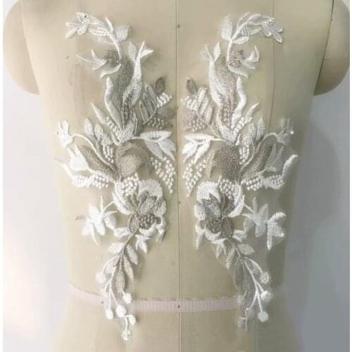 1 Piece Lace Applique Motif Laces Trim Wedding Embroidery Sew Craft Neckline DIY