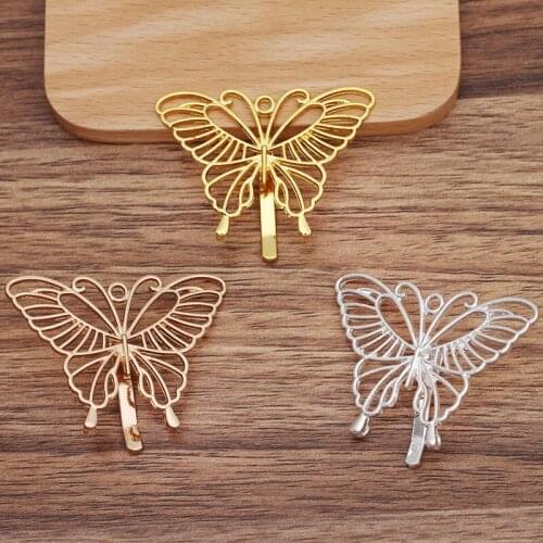 10 Pieces/Lot 52mm Butterfly Metal Hairpin Barrette Hair Clip Hair Accessories For Women