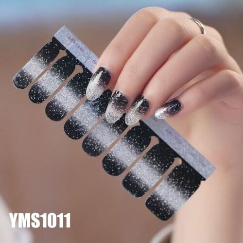 16pcs/set Glitter Gradient Color Nail Stickers Nail Wraps Full Cover Nail Polish Sticker DIY Self-Adhesive Nail Art Decoration