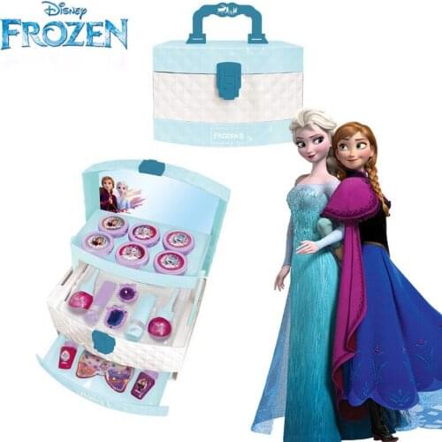 16pcs/set Disney Frozen Princess Elsa portable make-up case children family girl simulation make up toy girl make up gift