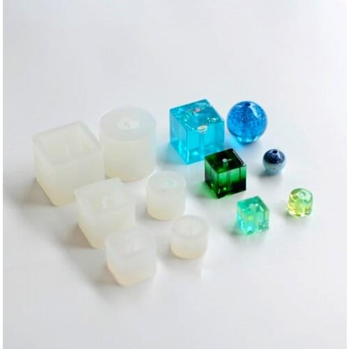 3 Sizes Silicone DIY Cube Beads Pendant Molds Resin Jewelry Making Tools
