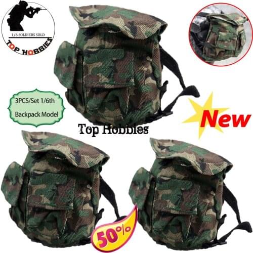 3PCS 1/6 Scale Have texture Miniature Military Survival Backpack Model Jungle camouflage for 12 inch HT KUMIK Muscle Figure