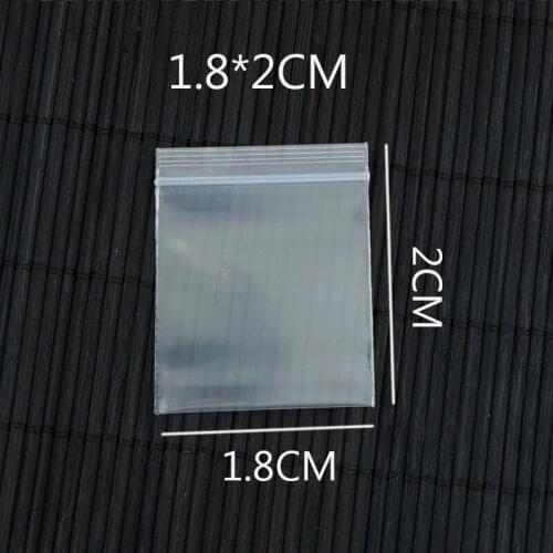 300pcs/lot 1.8x2cm Thick Mini Ziplock Bags Self sealing ziplock plastic poly bags Reclosable Clear Charm Beads Packaging Bags