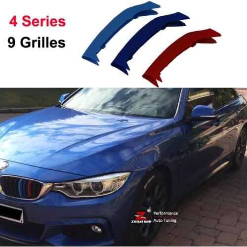 3D M Sport Front Grille Strip grill Cover Stickers For 2014-2017 BMW 4 series F32 F33 F36 420 425 430 435 440 ( 9 Grilles)