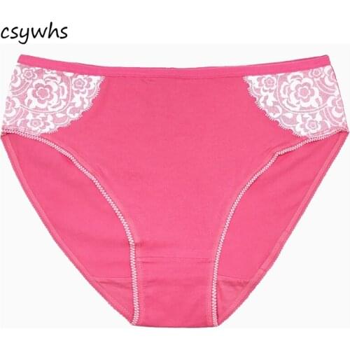 CSYWHS 4pcs Women Plus Size Panties Lace Panties Sexy Lingerie High Rise Cotton Underwear Womens Intimate Big Size 2xl 3xl 4xl