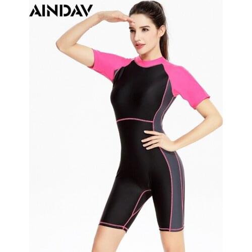 Athlete Short Sleeve Swimwear Fifth Panties One Piece Swimsuit Sports Suit Racing Swimming Suit for Women Surf Bathing Suit XXXL
