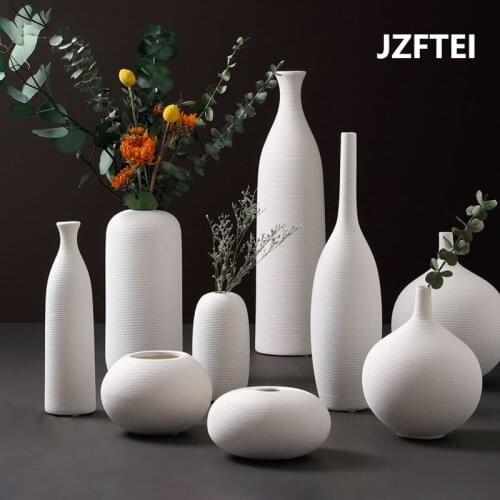 White Vase Of Flower Small Ceramic Mouth Art Decoration Accessories Pots For Home Holder Of Dried Flowers Pot Wedding Gifts