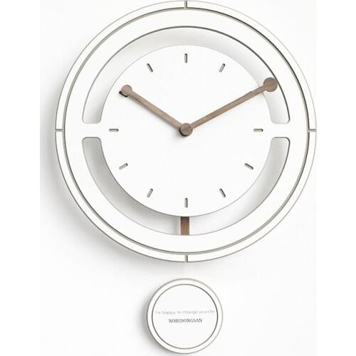 White Large Wall Clock Wood Modern Decor Living Room Bedroom Silent Wall Clock Pendulum Clock Wall Watch Mechanism Reloj De Pare