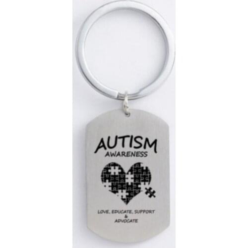 Autism Stainless Steel Keychain Jigsaw Puzzle Piece Autism Pendants Keyring DIY Jewelry Car Key Gift For Men Women