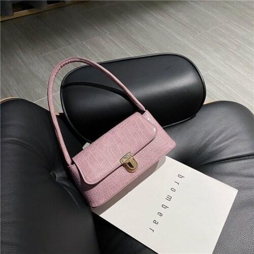 Brand Crocodile Leather Small Ladies Shoulder Bag 2021 PU Leather Underarm Pocket Bolsa Female Baguette Bag Lock Wallet