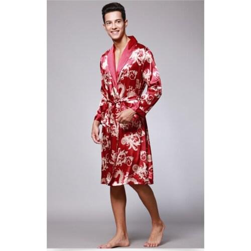 Wine red home service Mens bathrobe spring and autumn long sleeve pajamas pijama mens long robe casual sexy accappatoio uomo