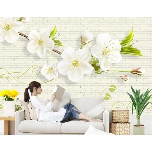 Custom wallpaper murals Peach 3D circle painted brick wall Living room TV backdrop bedroom 3d photo wallpaper