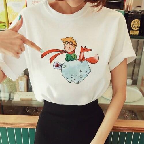 90s Girl Harajuku tshirt Hipster Tshirt Womens T-shirt Little prince printed T Shirt O-neck Short Sleeve tshirt Female t-shirt