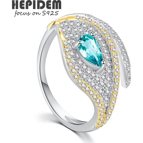 HEPIDEM 100% Apatite 925 Sterling Silver Rings 2022 New Trend Women Green Stone Gem Gemstones Gift S925 Fine Jewelry 7008