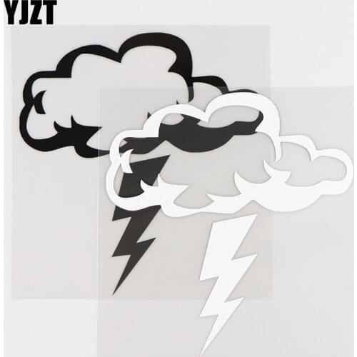 YJZT 12.2X13CM Personality Car Sticker Vinyl Decal Clouds And Lightning Car Window Decor Black / Silver 10A-0363