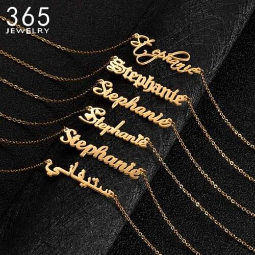 Personalized Customized Name Necklace Pendant Gold Color Custom Nameplate Letter Necklaces for Women Girl Jewelry collares Gifts
