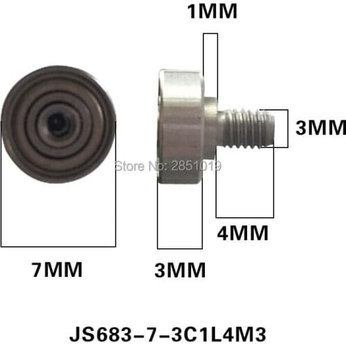 JS683-7-3C1L4M3Free Shipping 10pcs 683zz screw NTBG series Screw bearing pulley M3 stainless steel Cashbox pulley OD 7mm