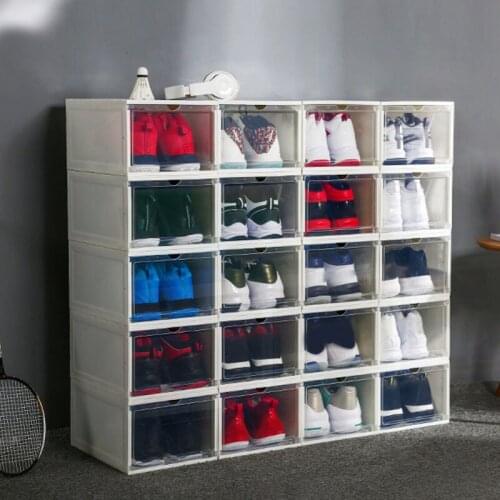 Boot Shoe Plastic Storage Transparent Box Stackable Case Drawer Organizer Home A1