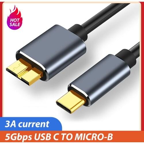 5Gbps USB Type C To Micro B 3.0 Connector Cable 5A Quick Charging For MacBook Laptop Hard Drive Disk Smartphone MicroB Wire Cord
