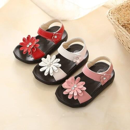 KINE PANDA 1 2 3 4 Years Old Toddler Baby Girl Sandals Summer Girls Sandals Genuine Leather Flower Design Soft Anti-slide