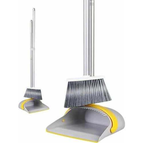 BOOMJOY Broom and Dustpan Set Broom with Dust Pan with Long Handle Combo Set for Office and Home Standing Upright Sweep Use