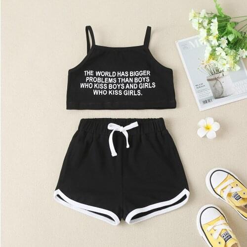 Childrens summer sling casual suit childrens clothing girls summer shorts suit baby fashion clothes