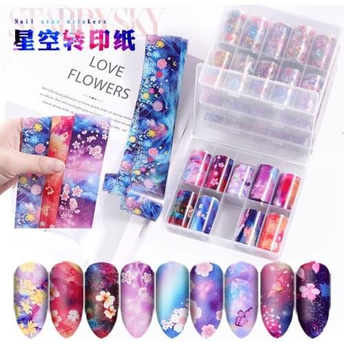Cross border new manicure Flower Star Series transfer paper net red nail sticker flower laser Star paper decoration