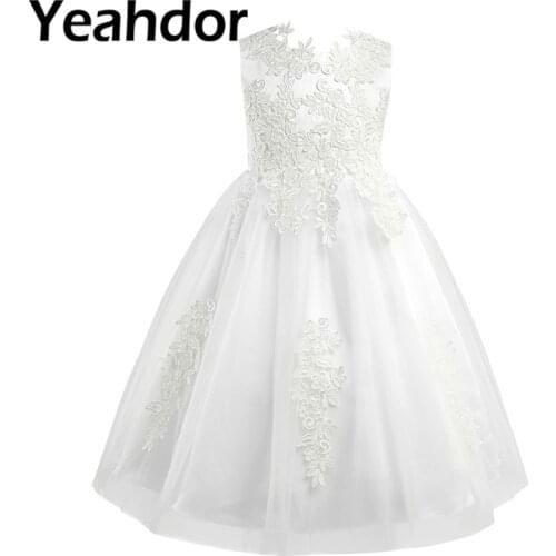 Lace Flower Girl Dresses for Girls Sleeveless Princess Dress Pageant Wedding Birthday Eucharist Party Dress Vestidos Ball Gowns