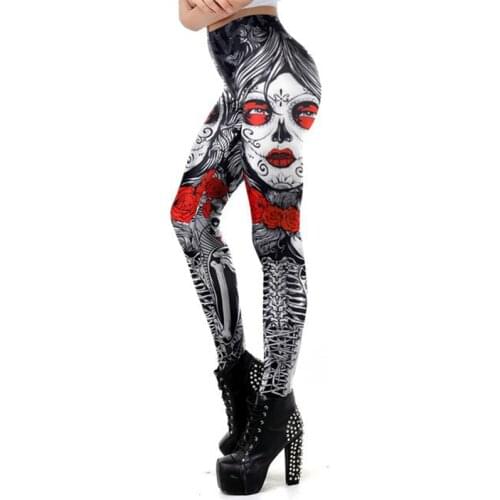 Plus Size S-5XL 2021 Summer Fashion God Horse Skull Digital Printed High Waist Legging Womens Star Stretch Pants Fitness Sports