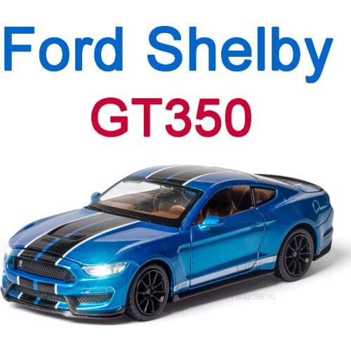 1/32 Ford Shelby GT350 Alloy Diecast Car Model Toys Genuine License Mustang Car Toy With Pull Back Function Light Gifts For Boys
