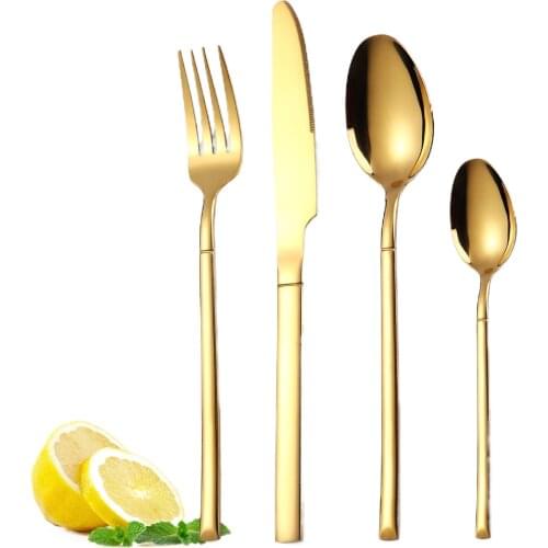 Knights cutlery set four-piece creative western steak knife and fork golden stainless steel knife and fork