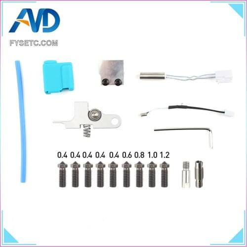 Silver Titan Aero Extruder Sidewinder X1 AND Hardened Stee Nozzle Silicone Sleeve Throat Handle Thermistor Heating pipe Heat Kit