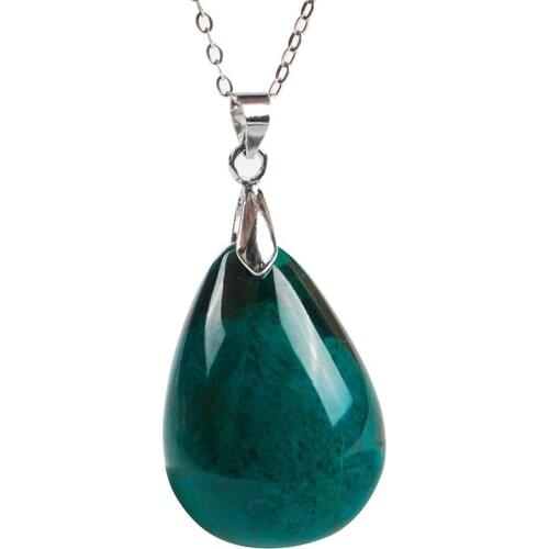 Genuine Green Chrysocolla Malachite Natural Stone Waterdrop Bead Women Nice Pendant 28*20*13mm