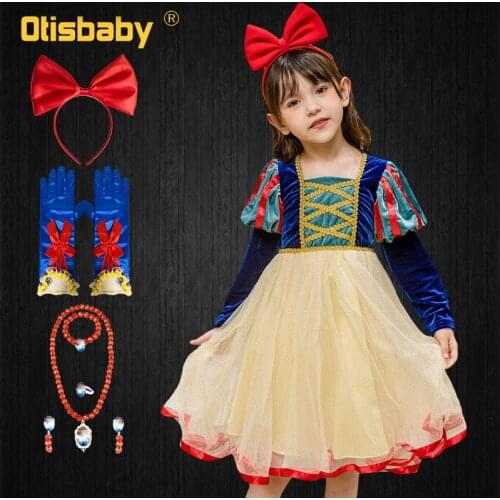 2021 NEW Halloween Elegant Girls Snow White Tulle Princess Dress Christmas Cute Kids Birthday Party Clothes Infant Ball Gown Ins