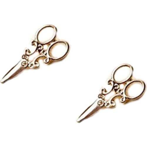 2021 New Arrival Small Simple Gold And SIlver Plated Scissor Stud Earrings For Women Fancy Jewelry