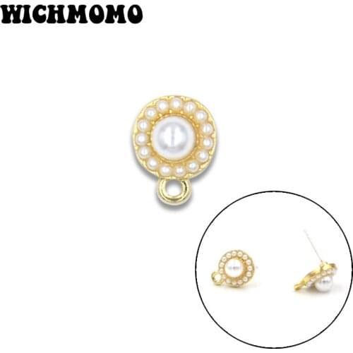 New 10mm 6 Pieces High Quality Zinc Alloy Inlay Acrylic Pearl Round Earring Base Connectors for DIY Earring Jewelry Accessories