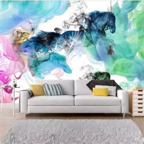 Wellyu papel de pared Horse to success abstract artistic concept ink background wall custom large mural green wallpaper