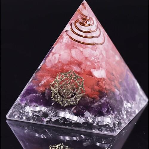 Orgonite Pyramid Amethyst With Orgone Healing Crystal Sri Yantra Pyramid For Positive Energy Emf Protection Yoga Ornaments