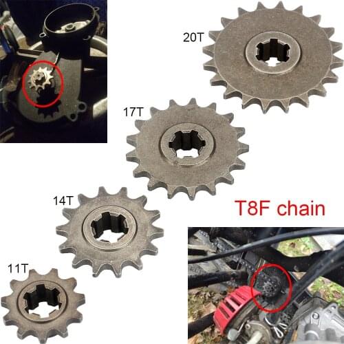 Front Gear Box Sprocket T8F 11T 14T 17T 20T Pinion Sprocket Chain Cog Metal For 47cc 49cc Minimoto ATV Mini Bike Moped Scooter
