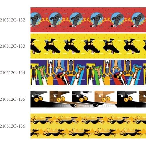 50 yards/lot) Kids DIY fabric 22mm 25mm 38mm grey hound patterns cartoon ribbon