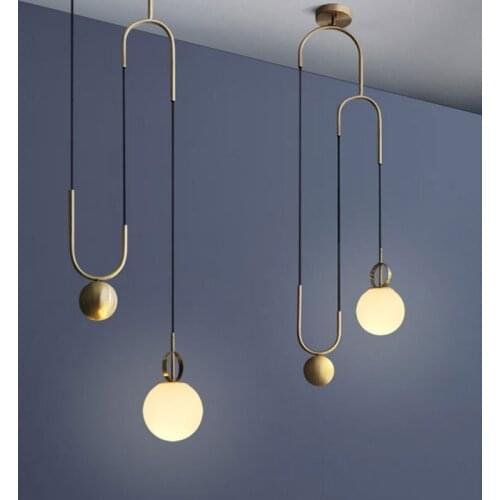 Nordic Modern Designer Living Room Glass Hanging Lamps Fashion Simple Bedroom Bedside E14 LED Pendant Lights Lighting Fixture