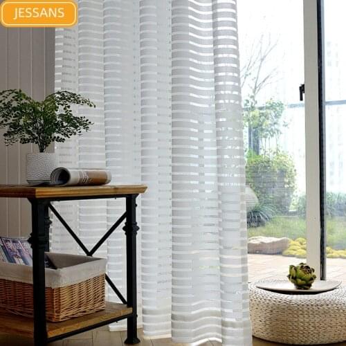 European-style Modern Pure Color Straight Jacquard White Window Screen Curtains for Living Room Bedroom Custom Finished Product
